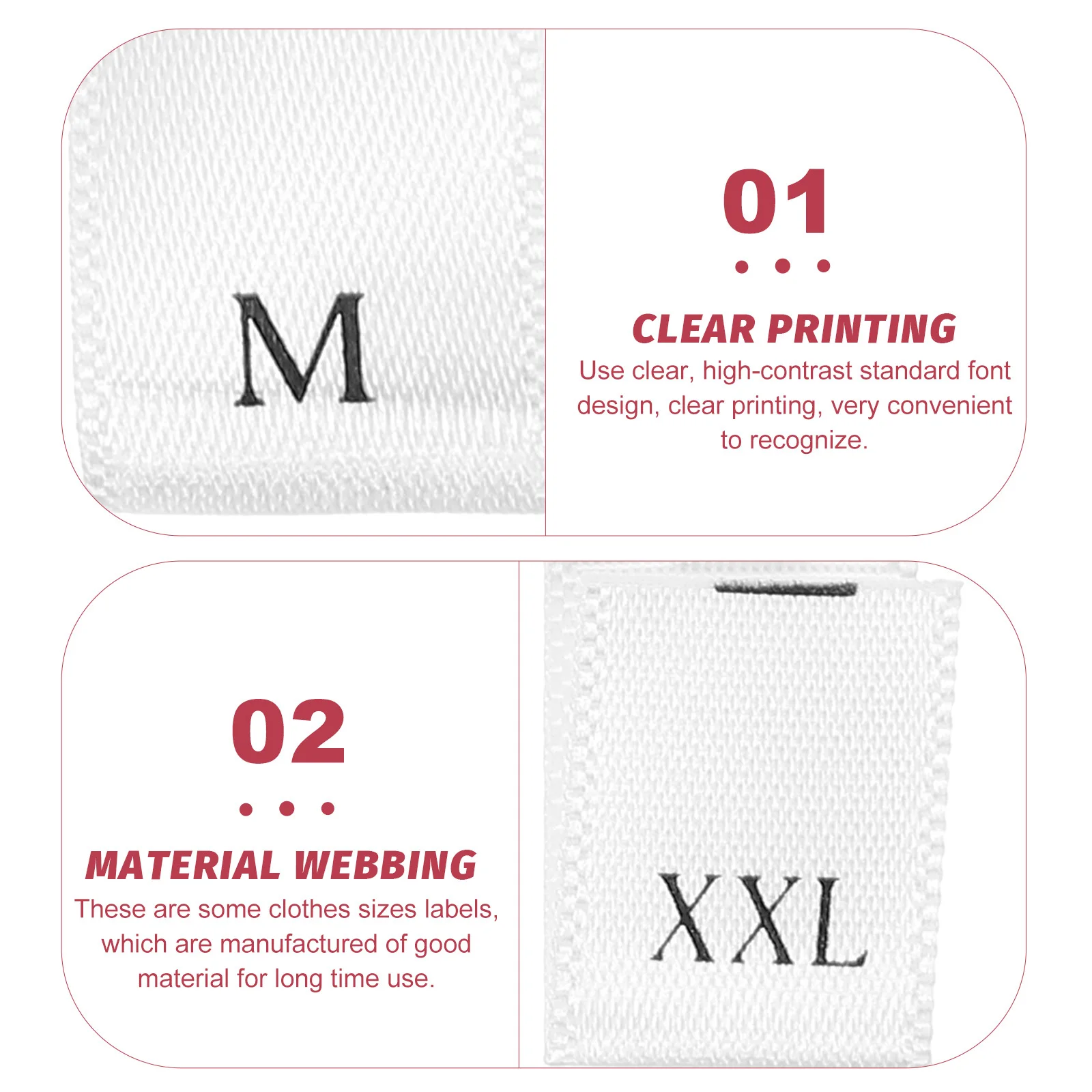 500Pcs Fabric Size Labels Clothing Size Tags Clear Printed Sew-in Labels for T-Shirts Sweaters Kids Coats DIY Clothing Making
500Pcs Fabric Size Labels Clothing Size Tags Clear Printed Sew-in Labels for T-Shirts Sweaters Kids Coats DIY Clothing Making