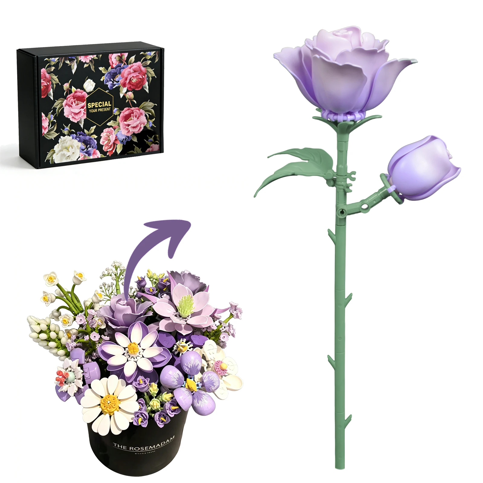 Lisianthus Blossoms Building Block Bouquet Flowers Featuring Gradient Petal Details Ideal for Tabletop Display Home Deco(48 PCS)
Lisianthus Blossoms Building Block Bouquet Flowers Featuring Gradient Petal Details Ideal for Tabletop Display Home Deco(48 PCS)