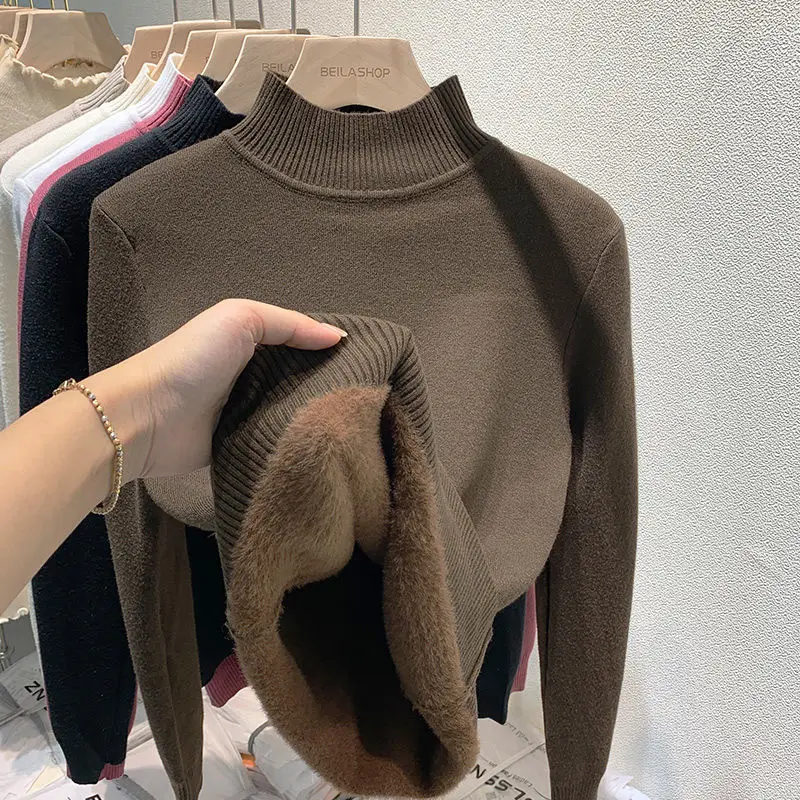 Thicken Turtleneck Sweater For Women Autumn Winter Woman 2024 Plus Velvet Sweater Casual Fleece Lined Warm Knitwear Tops
Thicken Turtleneck Sweater For Women Autumn Winter Woman 2024 Plus Velvet Sweater Casual Fleece Lined Warm Knitwear Tops