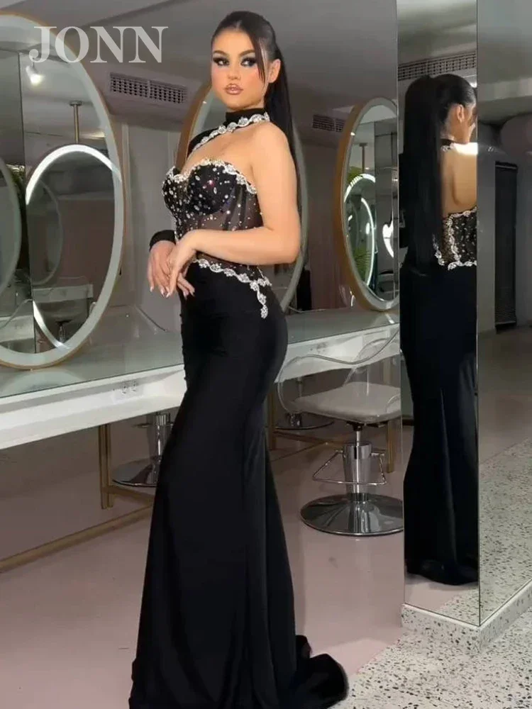 JONN Women's Sexy One Shoulder Long Sleeve Luxury Diamond Patchwork Bandage Black Mermaid Maxi Gown for Special Events
JONN Women's Sexy One Shoulder Long Sleeve Luxury Diamond Patchwork Bandage Black Mermaid Maxi Gown for Special Events