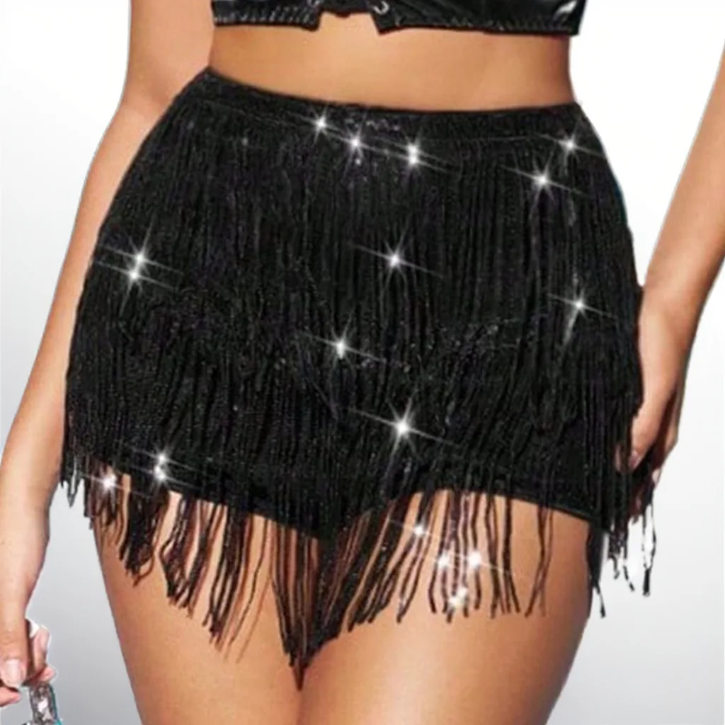 High Waist Three-quarter Length Sequin Tassel Zipper Shorts Elegant Style Black Shiny Pants for Middle-aged Women
High Waist Three-quarter Length Sequin Tassel Zipper Shorts Elegant Style Black Shiny Pants for Middle-aged Women