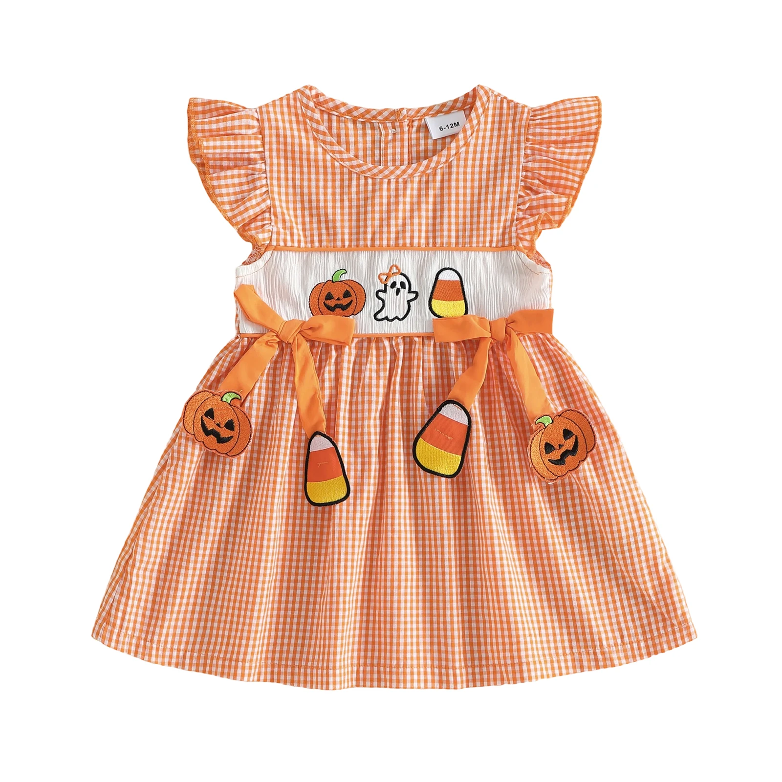 Toddler Girls Halloween Dress Adorable Pumpkin Ghost Embroidery Flying Sleeve Round Neck Plaid Dress
Toddler Girls Halloween Dress Adorable Pumpkin Ghost Embroidery Flying Sleeve Round Neck Plaid Dress