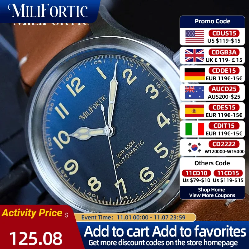 Milifortic Vintage Homage Field Watches NH38 Automatic Mechanical Sapphire Crystal 10 ATM Stainless Steel Military Wristwatches
Milifortic Vintage Homage Field Watches NH38 Automatic Mechanical Sapphire Crystal 10 ATM Stainless Steel Military Wristwatches