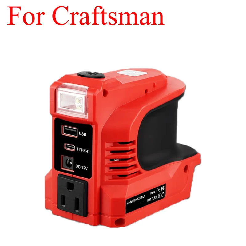 Portable Power Charger Adapter 180W Power Inverter for Craftsman 20V Batteries DC20V To AC 110V/220V with USB & Type-C Ports
Portable Power Charger Adapter 180W Power Inverter for Craftsman 20V Batteries DC20V To AC 110V/220V with USB & Type-C Ports