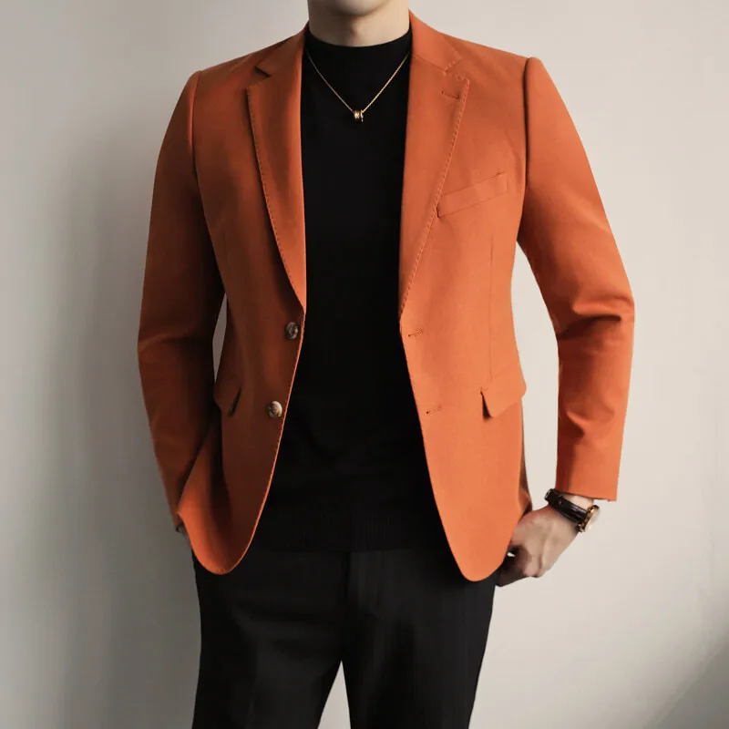 Мужской приталенный однобортный пиджак для свадьбы и деловых встреч, повседневный однотонный пиджак, модный городской стиль, приталенный крой
Мужской приталенный однобортный пиджак для свадьбы и деловых встреч, повседневный однотонный пиджак, модный городской стиль, приталенный крой