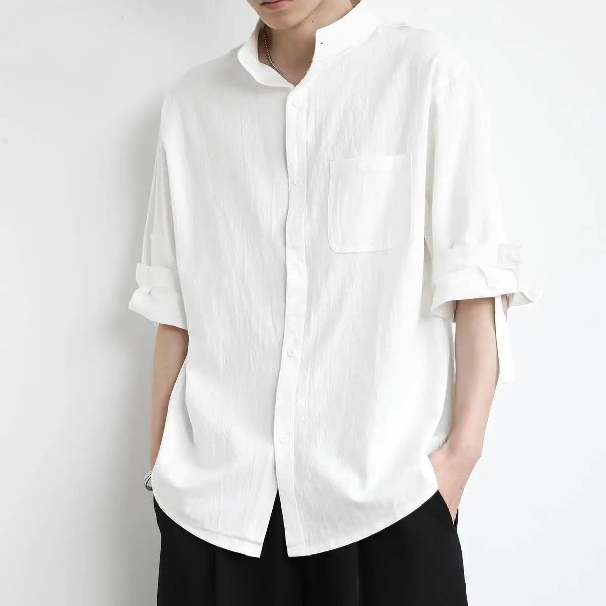 Men's Cotton Linen Loose Short Sleeve Shirt Casual Drapey Seven Sleeve Comfortable High-End Feeling Summer Breathable Thin
Men's Cotton Linen Loose Short Sleeve Shirt Casual Drapey Seven Sleeve Comfortable High-End Feeling Summer Breathable Thin