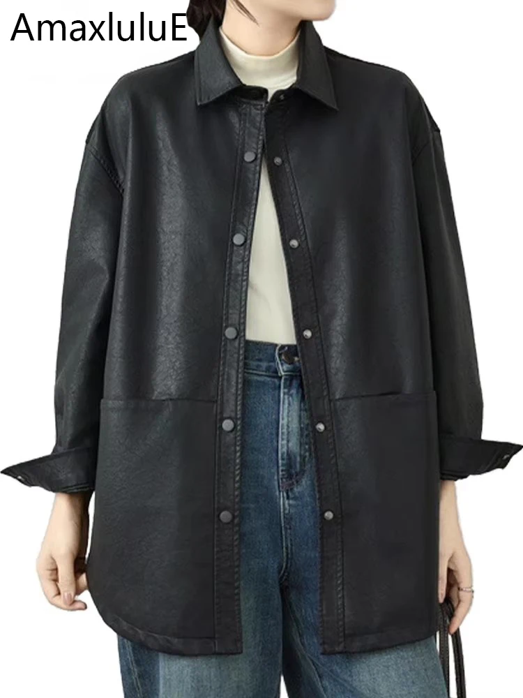 Amax luluE Korean Style Spring Leisure Biker Coats Womens Fashion Loose Faux Leather Jackets Ladies Classic Vintage Pu Outerwear
Amax luluE Korean Style Spring Leisure Biker Coats Womens Fashion Loose Faux Leather Jackets Ladies Classic Vintage Pu Outerwear
