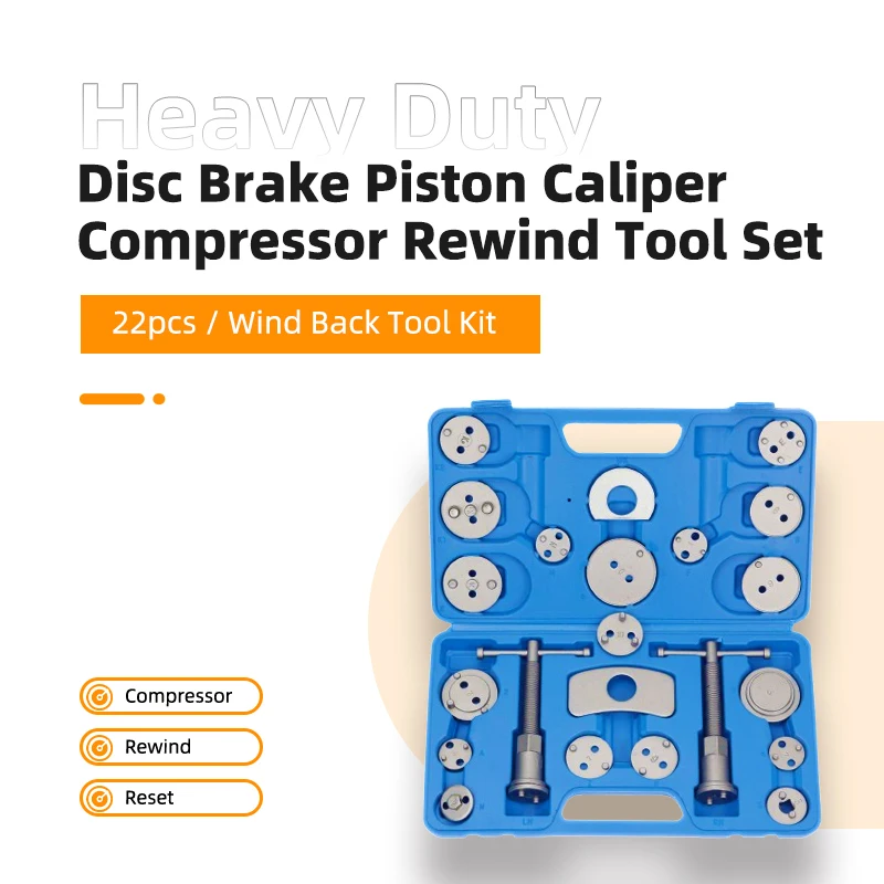 22pcs Heavy Duty Disc Brake Piston Caliper Rewind Wind Back Tool Set Compressor Kit for Brake Pad Replacement Reset Repair Tool
22pcs Heavy Duty Disc Brake Piston Caliper Rewind Wind Back Tool Set Compressor Kit for Brake Pad Replacement Reset Repair Tool