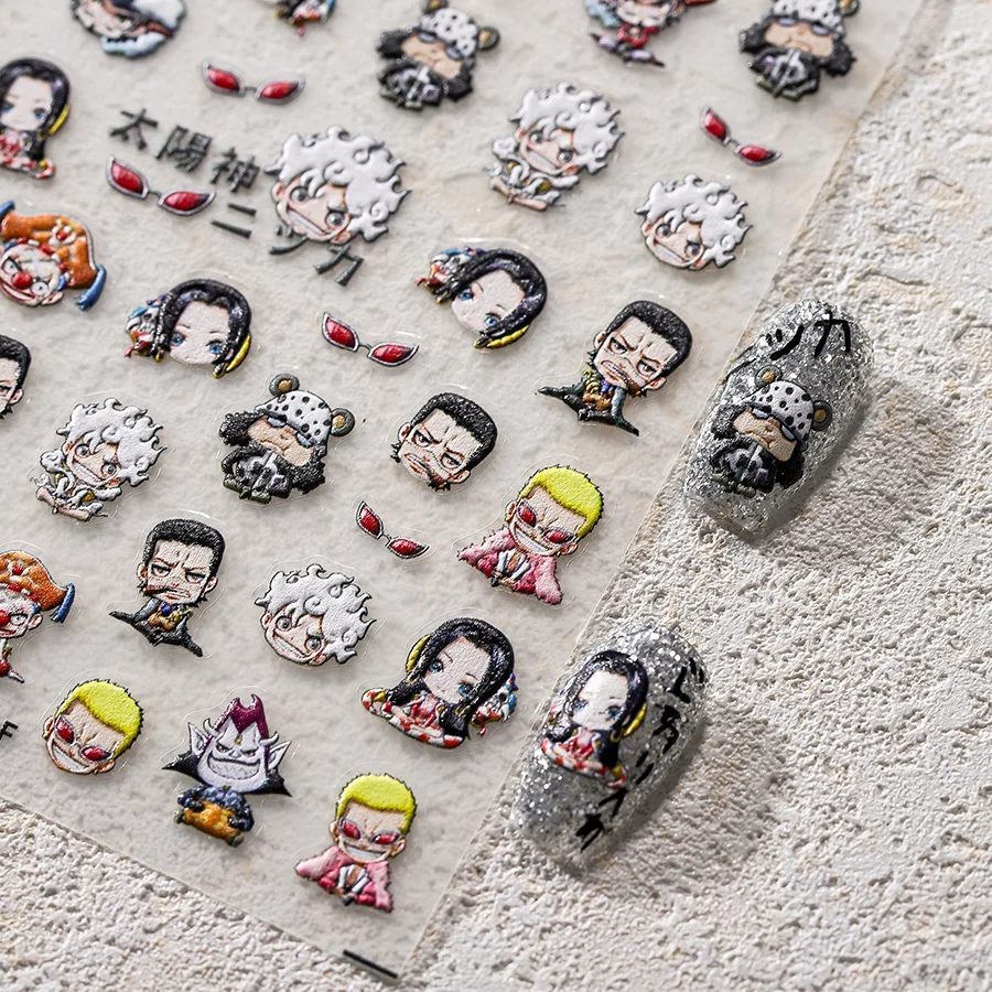 New Japanese Anime Popular Pirate Nail Stickers Chibi Big Head Funny Sit Eyes Embossed 5D Self Adhesive Nail Art Accessories
New Japanese Anime Popular Pirate Nail Stickers Chibi Big Head Funny Sit Eyes Embossed 5D Self Adhesive Nail Art Accessories
