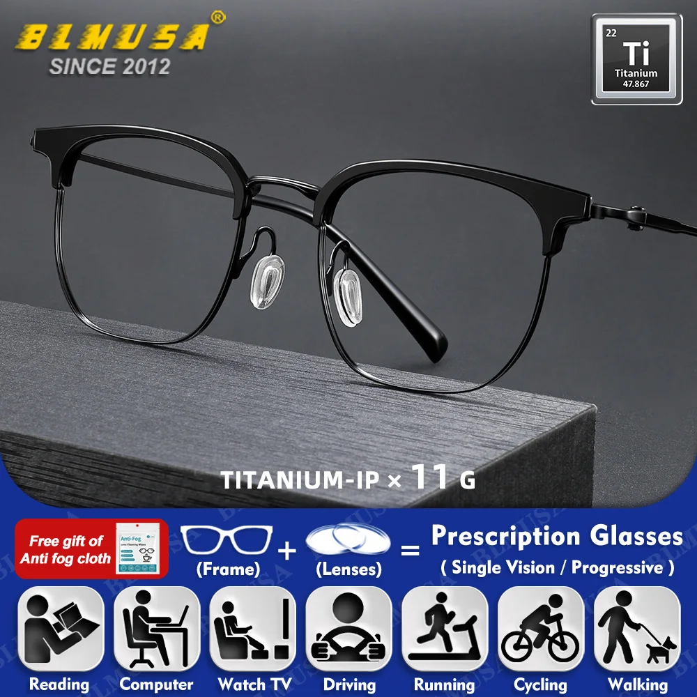 BLMUSA (M) Ultralight Pure Titanium Business Prescription Myopia Glasses Anti Blue Light Progressive Reading Computer Eyeglasses
BLMUSA (M) Ultralight Pure Titanium Business Prescription Myopia Glasses Anti Blue Light Progressive Reading Computer Eyeglasses