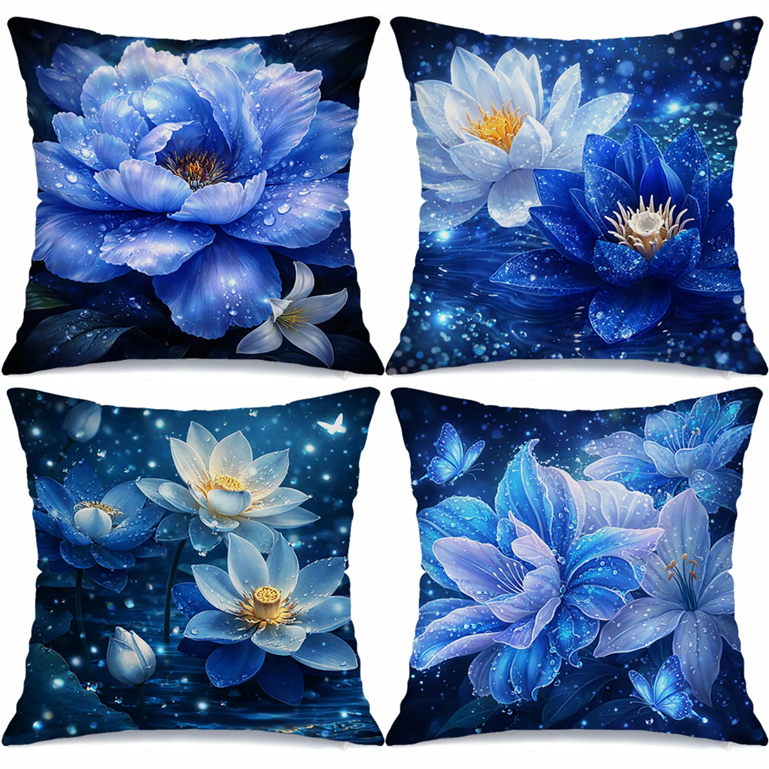 4pcs Blue Lotus Butterfly Watercolor printing pillow cover Short plush Suitable living rooms bedrooms sofas throw cushion cover
4pcs Blue Lotus Butterfly Watercolor printing pillow cover Short plush Suitable living rooms bedrooms sofas throw cushion cover