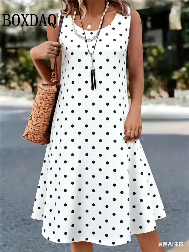 Summer Hot Sale Polka Dot Sleeveless Dress Elegant Women's Fashion 3D Print Mini Dress Casual Round Neck Loose Women's Clothing
Summer Hot Sale Polka Dot Sleeveless Dress Elegant Women's Fashion 3D Print Mini Dress Casual Round Neck Loose Women's Clothing