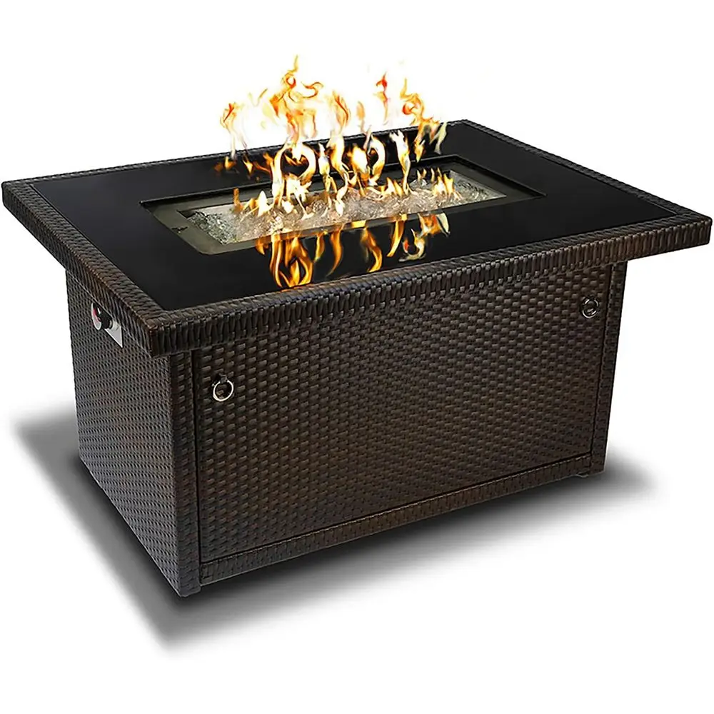 Series 403 ire Table – 44" 50,000 Outdoor Propane Gas ire Pit Table with Tempered Glass Top & Ice Decorative Glass Rocks, Brown
Series 403 ire Table – 44" 50,000 Outdoor Propane Gas ire Pit Table with Tempered Glass Top & Ice Decorative Glass Rocks, Brown