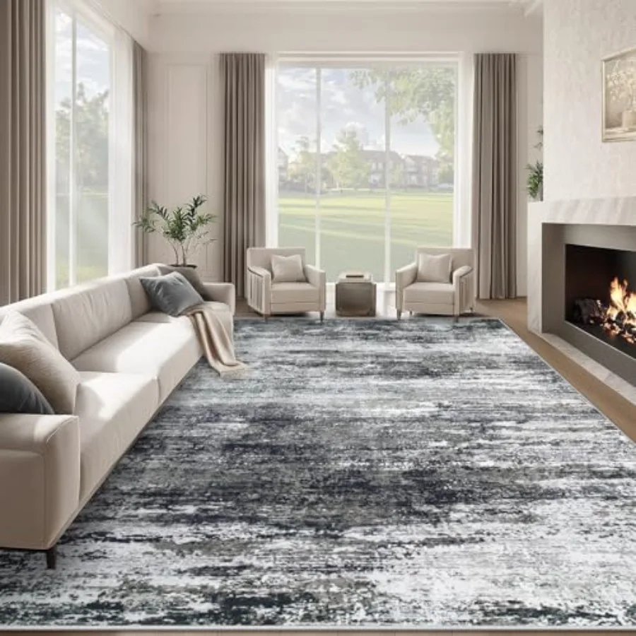Washable 8x10 area rug for living room: neutral black abstract low-pile soft non-slip modern carpet for bedroom, kitchen, nurse
Washable 8x10 area rug for living room: neutral black abstract low-pile soft non-slip modern carpet for bedroom, kitchen, nurse