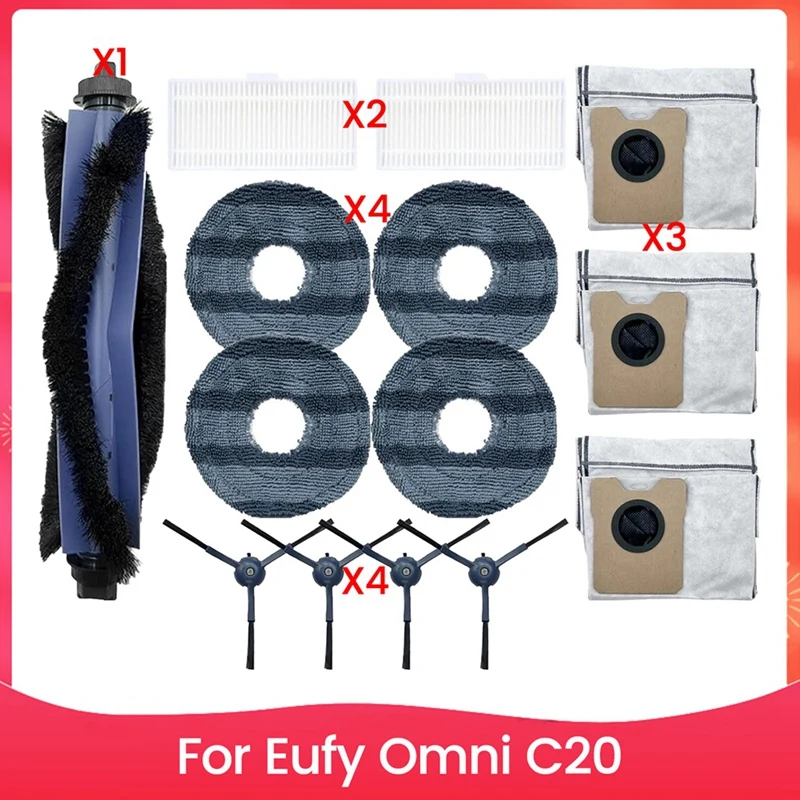 14PCS Main Brush Filter Mop Cloth And Dust Bag Set For Eufy Omni C20 Robotic Vacuum Cleaner Replacement Parts-AT36
14PCS Main Brush Filter Mop Cloth And Dust Bag Set For Eufy Omni C20 Robotic Vacuum Cleaner Replacement Parts-AT36