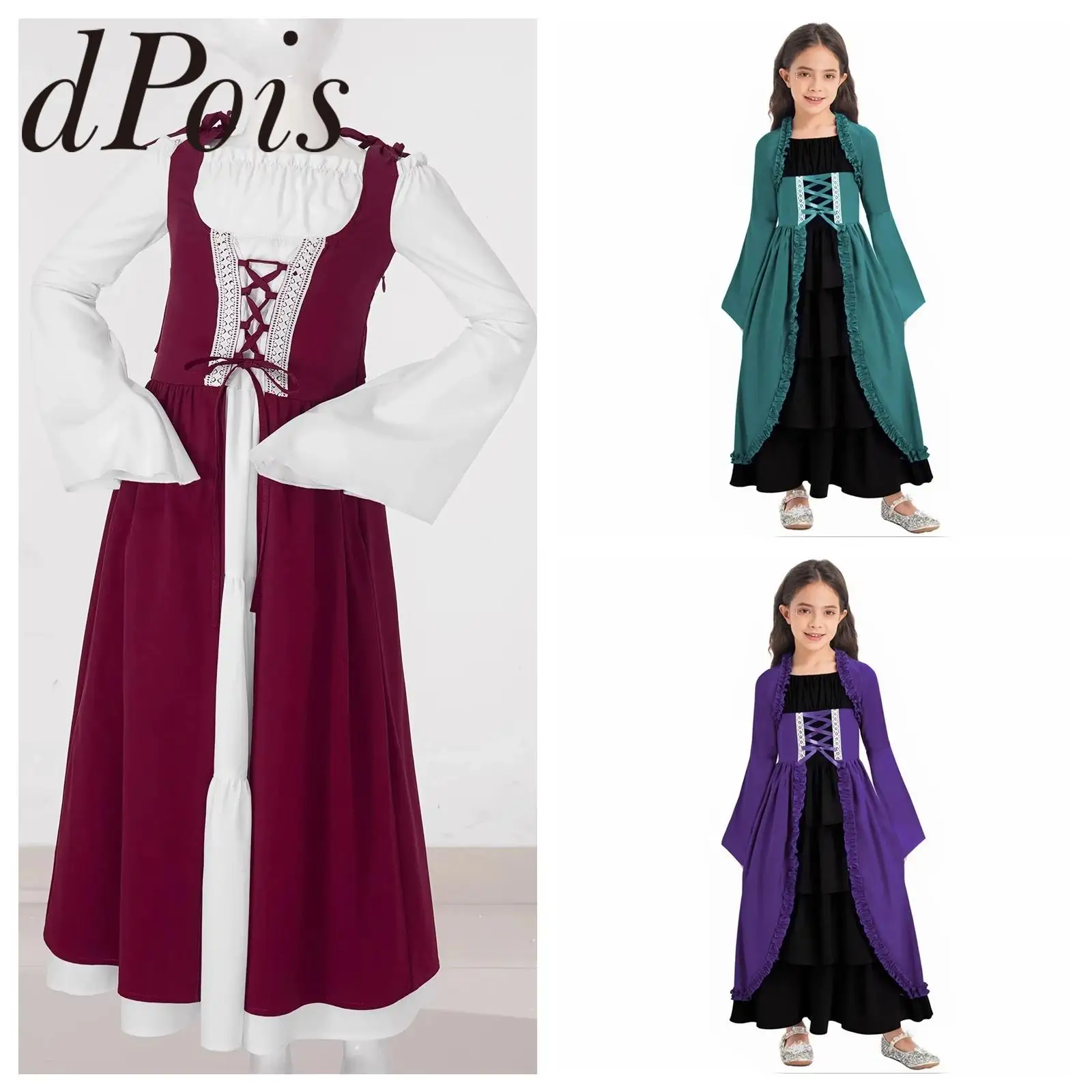 Girls Medieval Renaissance Vintage Dress Kids Gothic Costumes Teens Halloween Performance Clothes Retro Carnival Party Gown
Girls Medieval Renaissance Vintage Dress Kids Gothic Costumes Teens Halloween Performance Clothes Retro Carnival Party Gown