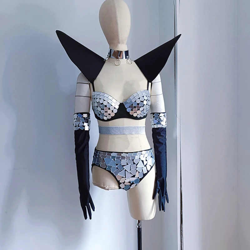 Drag Queen Costume Gogo Dancer Rave Outfit Silver Mirror Performance Stage Costume Festival Carnival Clothes Shoulder Vest 3700
Drag Queen Costume Gogo Dancer Rave Outfit Silver Mirror Performance Stage Costume Festival Carnival Clothes Shoulder Vest 3700
