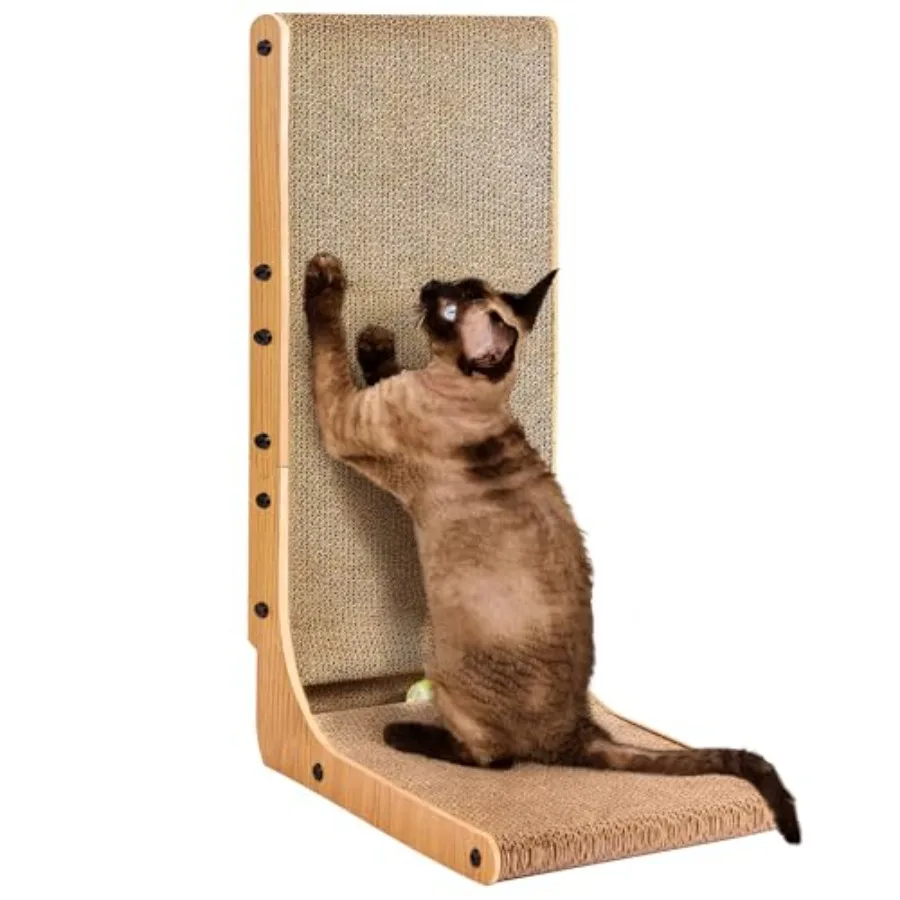 Cardboard Cat Scratcher for Indoor Cats, 26.8 Inch L Shaped Vertical Cat Scratching Board with Ball Cat Toy, Large Cat Scratche
Cardboard Cat Scratcher for Indoor Cats, 26.8 Inch L Shaped Vertical Cat Scratching Board with Ball Cat Toy, Large Cat Scratche