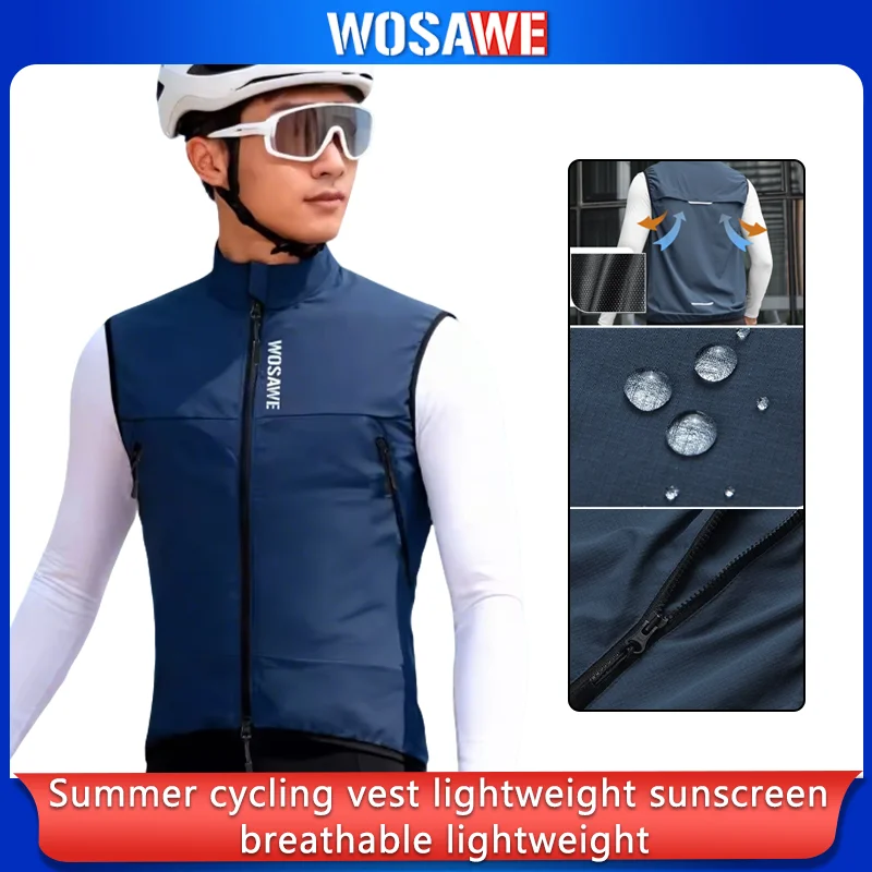 WOSAWE Summer Cycling Vest Lightweight Sun-Protective Sleeveless Windbreaker Breathable Thin Cycling Jacket
WOSAWE Summer Cycling Vest Lightweight Sun-Protective Sleeveless Windbreaker Breathable Thin Cycling Jacket