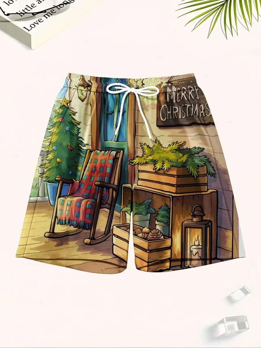 Christmas Theme Mens Beach Board Shorts Summer Swim Trunks With Adjustable Drawstring Waist
Christmas Theme Mens Beach Board Shorts Summer Swim Trunks With Adjustable Drawstring Waist