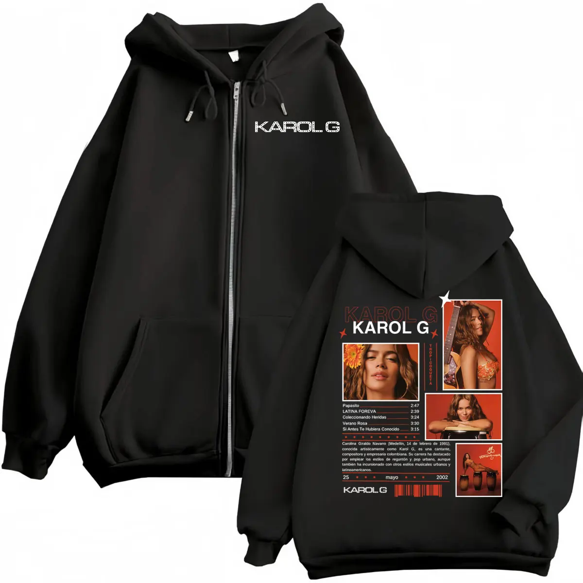 Singer KAROL G Tropicoqueta 2025 New Album Graphic Zipper Hoodies Men Women Clothing Hip Hop Fashion Aesthetic Zip Up Sweatshirt
Singer KAROL G Tropicoqueta 2025 New Album Graphic Zipper Hoodies Men Women Clothing Hip Hop Fashion Aesthetic Zip Up Sweatshirt