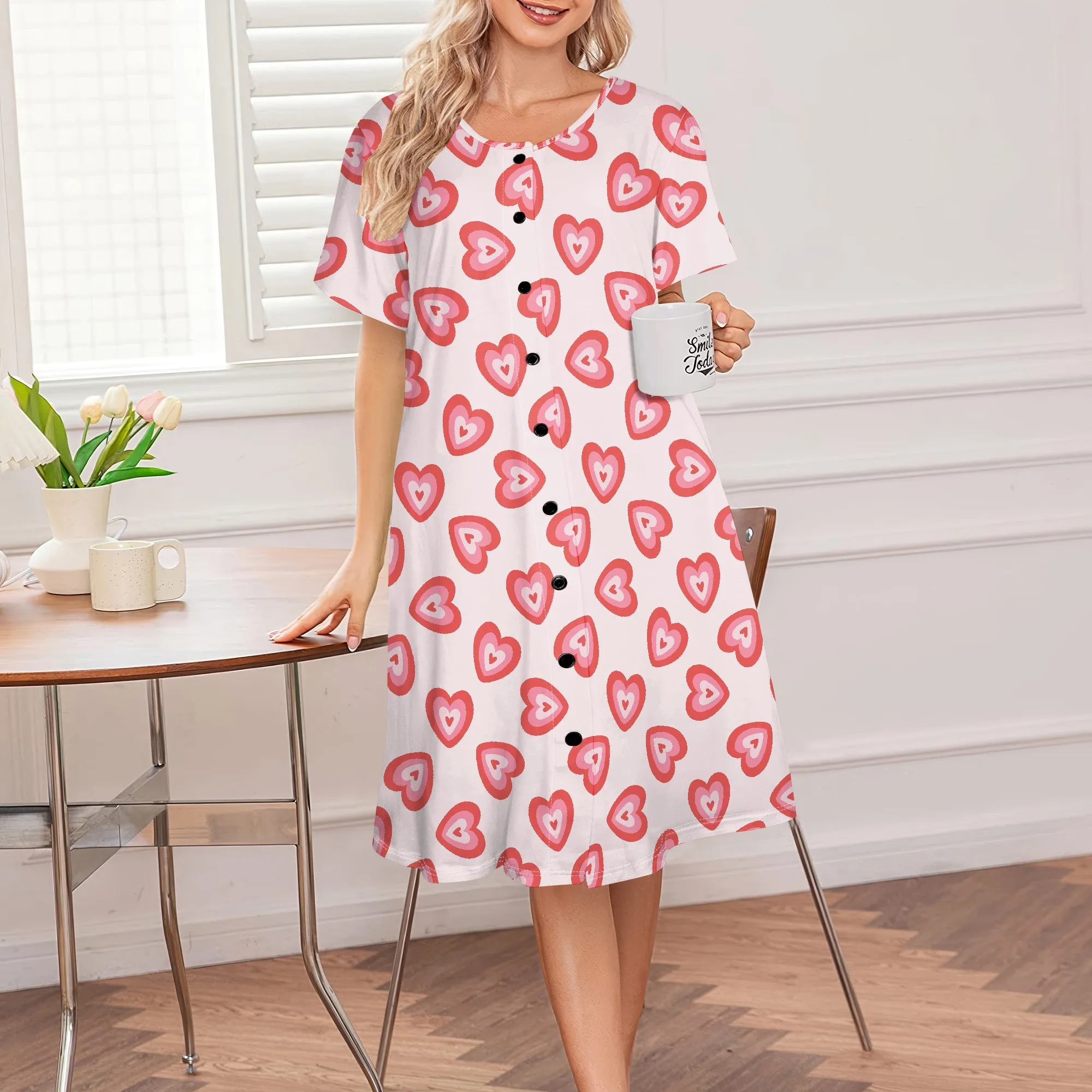 Summer Dress for Women Boho Round Neck Short Sleeve with Love Design Versatile for All Events
Summer Dress for Women Boho Round Neck Short Sleeve with Love Design Versatile for All Events
