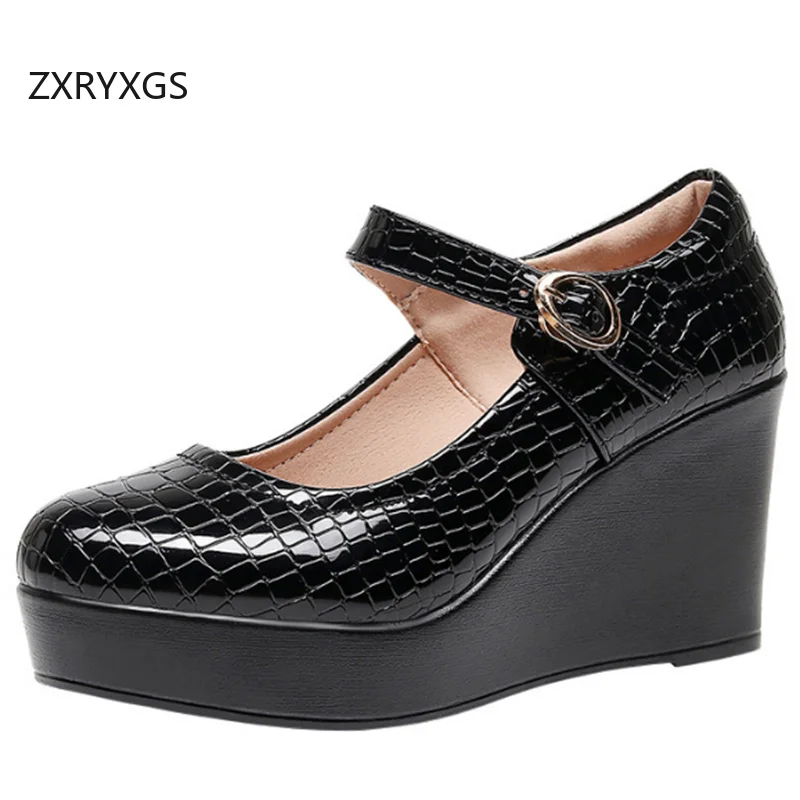 ZXRYXGS 2025 Lacquer Leather Stone Pattern Wedges Shoes Round Toe Large Size Elegant Fashion Shoes Platform High Heels 8 / 6 Cm
ZXRYXGS 2025 Lacquer Leather Stone Pattern Wedges Shoes Round Toe Large Size Elegant Fashion Shoes Platform High Heels 8 / 6 Cm