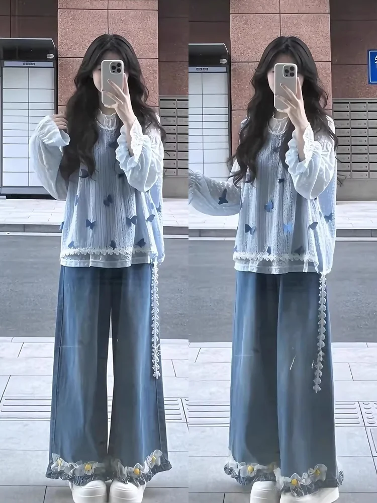 Spring New Wing Vest Bubble Sleeve Shirt And Jeans Three-Piece Set Comfortable High Waist Denim Spring Fashion Outfit
Spring New Wing Vest Bubble Sleeve Shirt And Jeans Three-Piece Set Comfortable High Waist Denim Spring Fashion Outfit