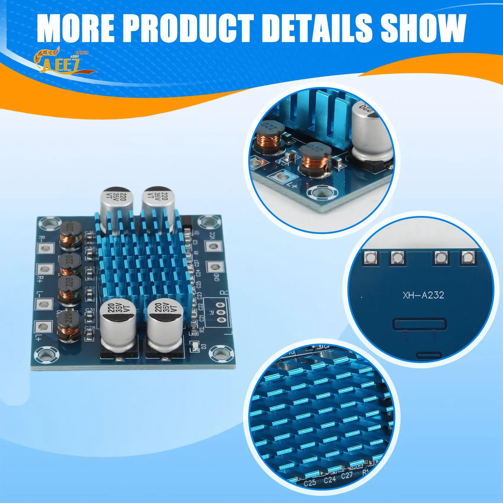 AEE7-TPA3110 XH-A232 Dual Channel 3A 30W+30W Digital Stereo Audio Power Amplifier Board
AEE7-TPA3110 XH-A232 Dual Channel 3A 30W+30W Digital Stereo Audio Power Amplifier Board