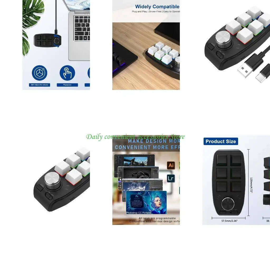 97QB 6-Key Keyboard Mini Keypad Copy Paste Gaming Mechanical Keyboard