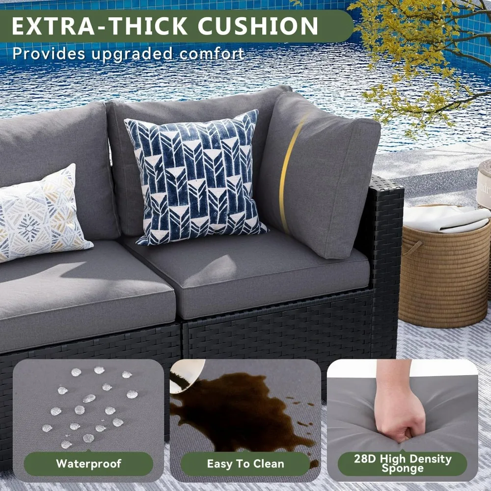 Grey 7 Piece Wicker Rattan Patio Furniture Set - Outdoor Seating Sectional Sofa with Thickened Cushion
Grey 7 Piece Wicker Rattan Patio Furniture Set - Outdoor Seating Sectional Sofa with Thickened Cushion