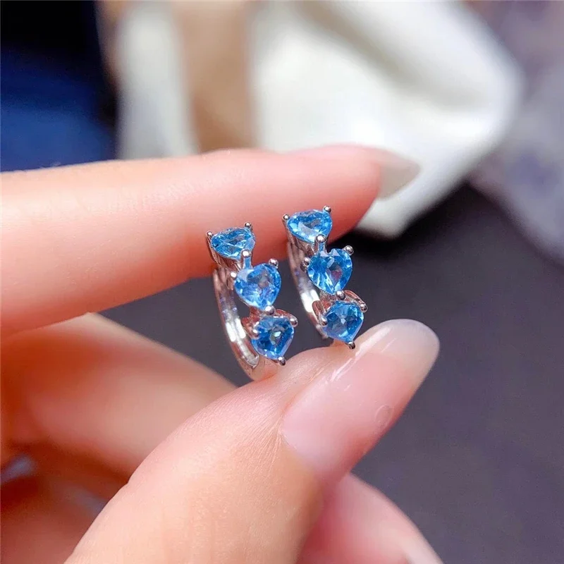 Natural London Topaz Earrings 925 Sterling Silver High Jewelry Sky Heart Stud Earrings for Women's Wedding
Natural London Topaz Earrings 925 Sterling Silver High Jewelry Sky Heart Stud Earrings for Women's Wedding