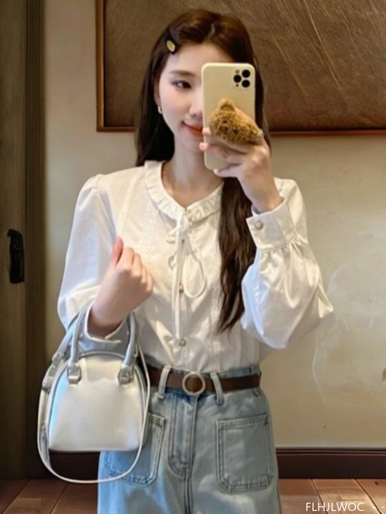 Cotton Bow Tie Tops Basic Shirts Blouses Women 2024 Fall Basic Retro Vintage Solid White Chic Japan Korea Clothes Design Blusas
Cotton Bow Tie Tops Basic Shirts Blouses Women 2024 Fall Basic Retro Vintage Solid White Chic Japan Korea Clothes Design Blusas