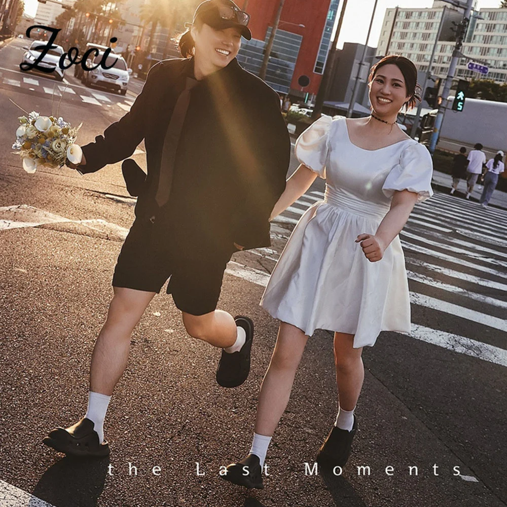 Zoci Satin Short Wedding Party Dresses A-line Short Sleeves Backless Korea Mini Evening Dresses Photo Shoot Gown for Bride
Zoci Satin Short Wedding Party Dresses A-line Short Sleeves Backless Korea Mini Evening Dresses Photo Shoot Gown for Bride
