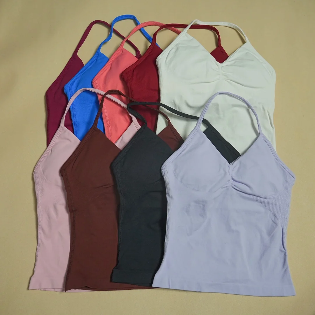Women's gym sports top, women's seamless yoga vest with detachable padding, V-neck sports sleeveless top, sports running fitness
Women's gym sports top, women's seamless yoga vest with detachable padding, V-neck sports sleeveless top, sports running fitness