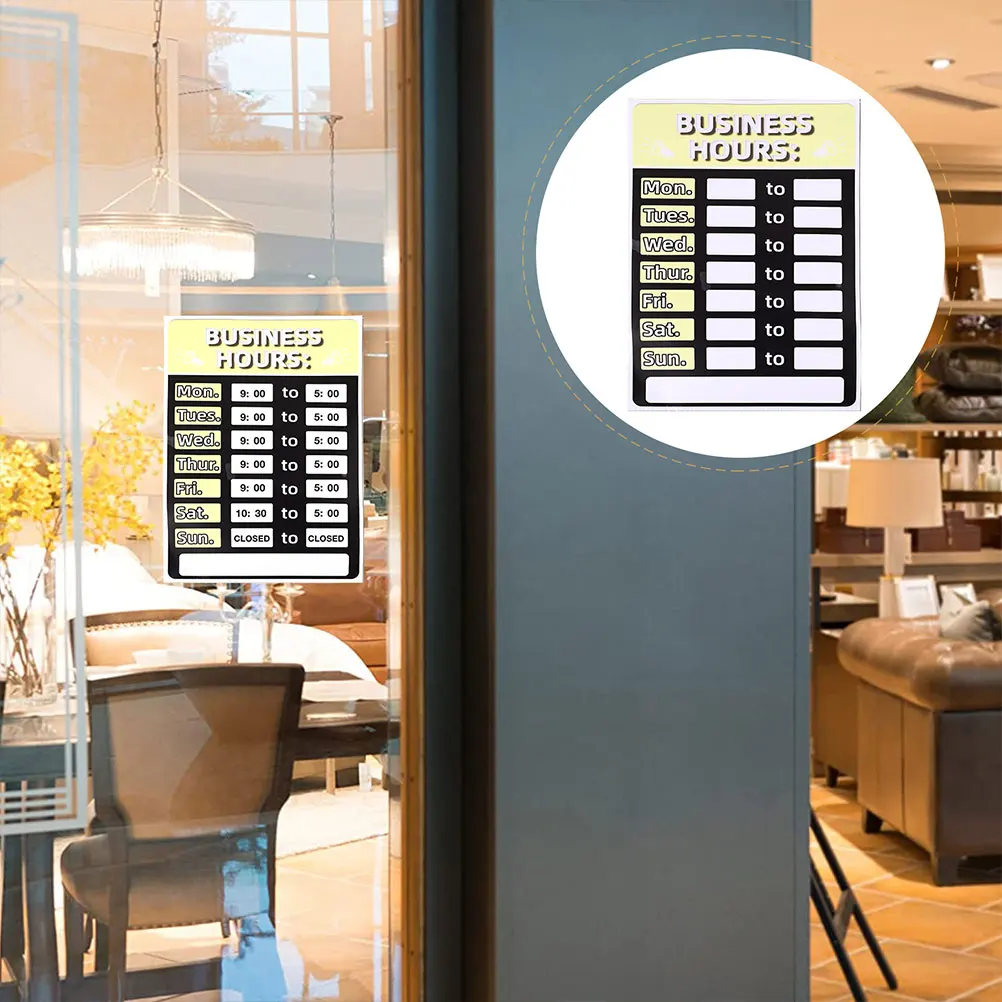 Erasable PVC Business Hours Sign 06# Plate 011 Number Style Adhesive Backing Bank Store Open Closed Signs Window
Erasable PVC Business Hours Sign 06# Plate 011 Number Style Adhesive Backing Bank Store Open Closed Signs Window