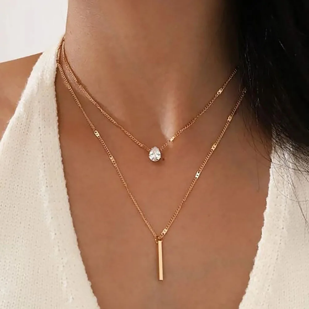 Vintage Shiny Crystal Droplet Pendant Collar Necklace 2023 Simple Multi layered Gold Color Metal Girls Fashion Jewelry Wholesale
Vintage Shiny Crystal Droplet Pendant Collar Necklace 2023 Simple Multi layered Gold Color Metal Girls Fashion Jewelry Wholesale