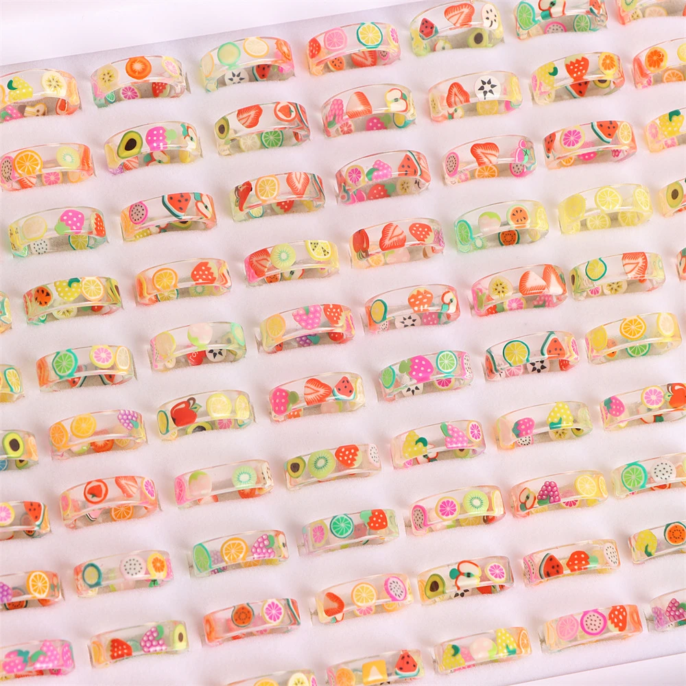 50Pcs/Lot Wholesale Fashion Colorful Acrylic Resin Fruit Ring Cute Flower Butterfly Jewelry For Children Girls Party Mix Style
50Pcs/Lot Wholesale Fashion Colorful Acrylic Resin Fruit Ring Cute Flower Butterfly Jewelry For Children Girls Party Mix Style