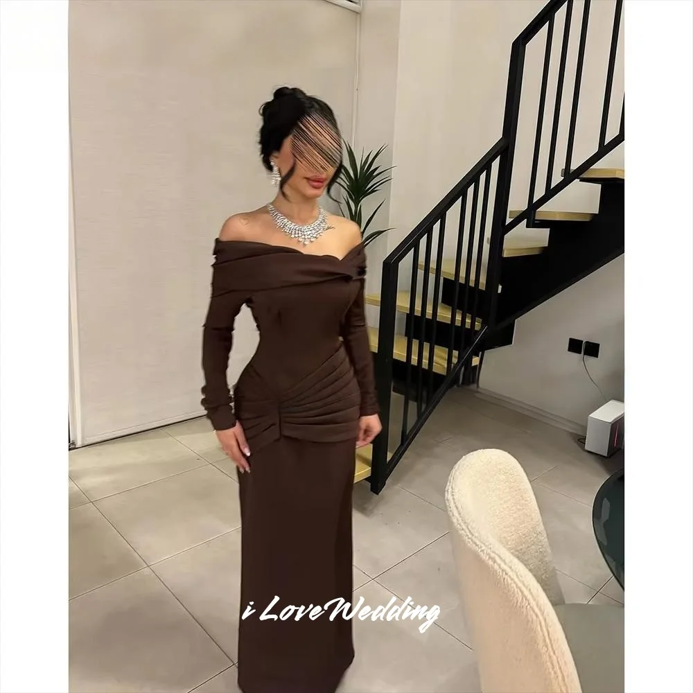 Brown Strapless Evening Dress 2025 Satin Off Shoulder Long Sleeve Mermaid Split Pleat Floor-Length Wedding Party Dress Customize
Brown Strapless Evening Dress 2025 Satin Off Shoulder Long Sleeve Mermaid Split Pleat Floor-Length Wedding Party Dress Customize