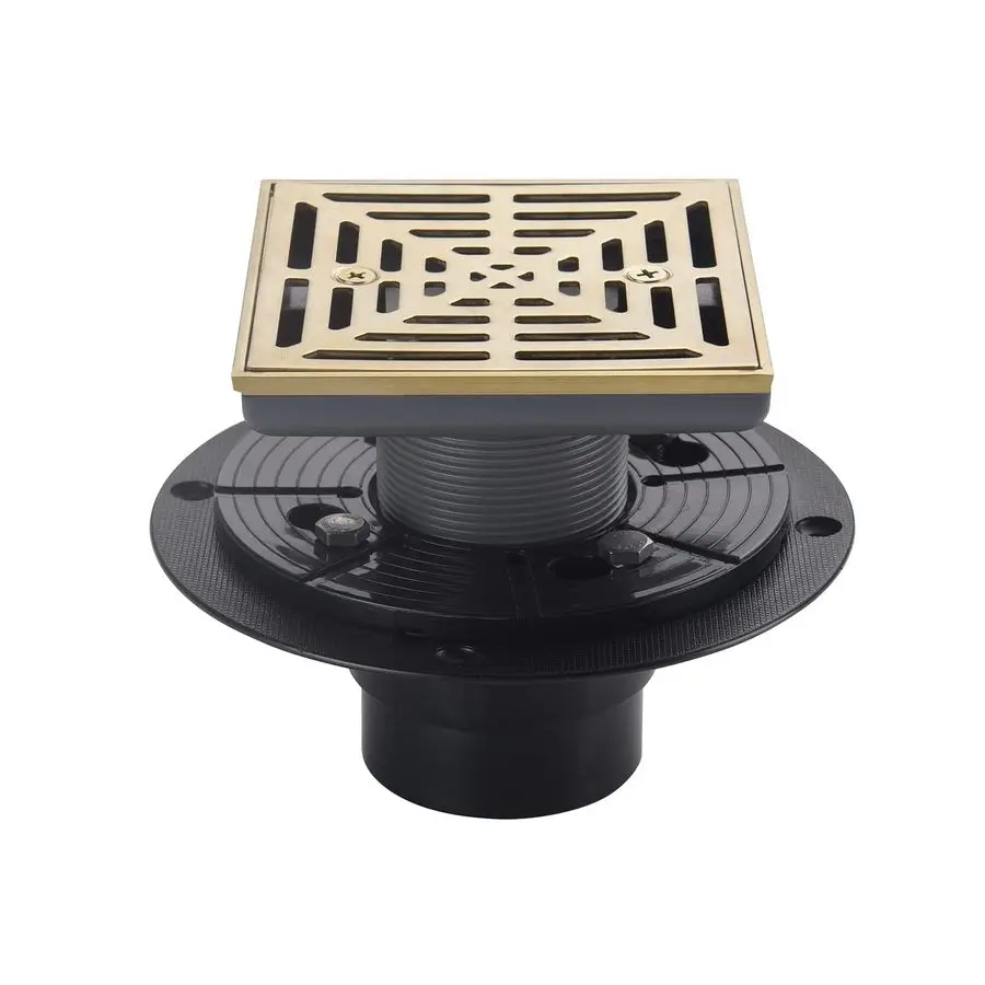 4 Inch Brushed Gold Shower Drain Square, Base with Adjustable Drain Flange Kit PVC, Removable Grille Strainer Drain Cover with S
4 Inch Brushed Gold Shower Drain Square, Base with Adjustable Drain Flange Kit PVC, Removable Grille Strainer Drain Cover with S