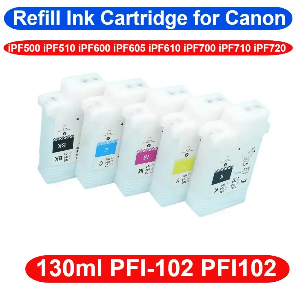 Ipf Refill Cartridge PFI-102 PFI102 Refillable Ink Cartridge for Canon IPF500 IPF510 IPF600 IPF605 IPF610 IPF700 IPF710 IPF720
Ipf Refill Cartridge PFI-102 PFI102 Refillable Ink Cartridge for Canon IPF500 IPF510 IPF600 IPF605 IPF610 IPF700 IPF710 IPF720