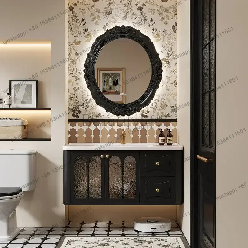 French retro carved bathroom cabinet combination solid wood ceramic integrated basin bathroom cabinet
French retro carved bathroom cabinet combination solid wood ceramic integrated basin bathroom cabinet