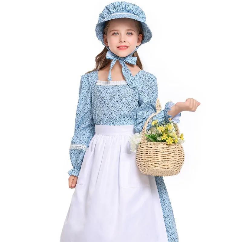 Pink Blue Floral Long Skirt Countryside Style Women Dress Grassland Pioneer Costume
Pink Blue Floral Long Skirt Countryside Style Women Dress Grassland Pioneer Costume