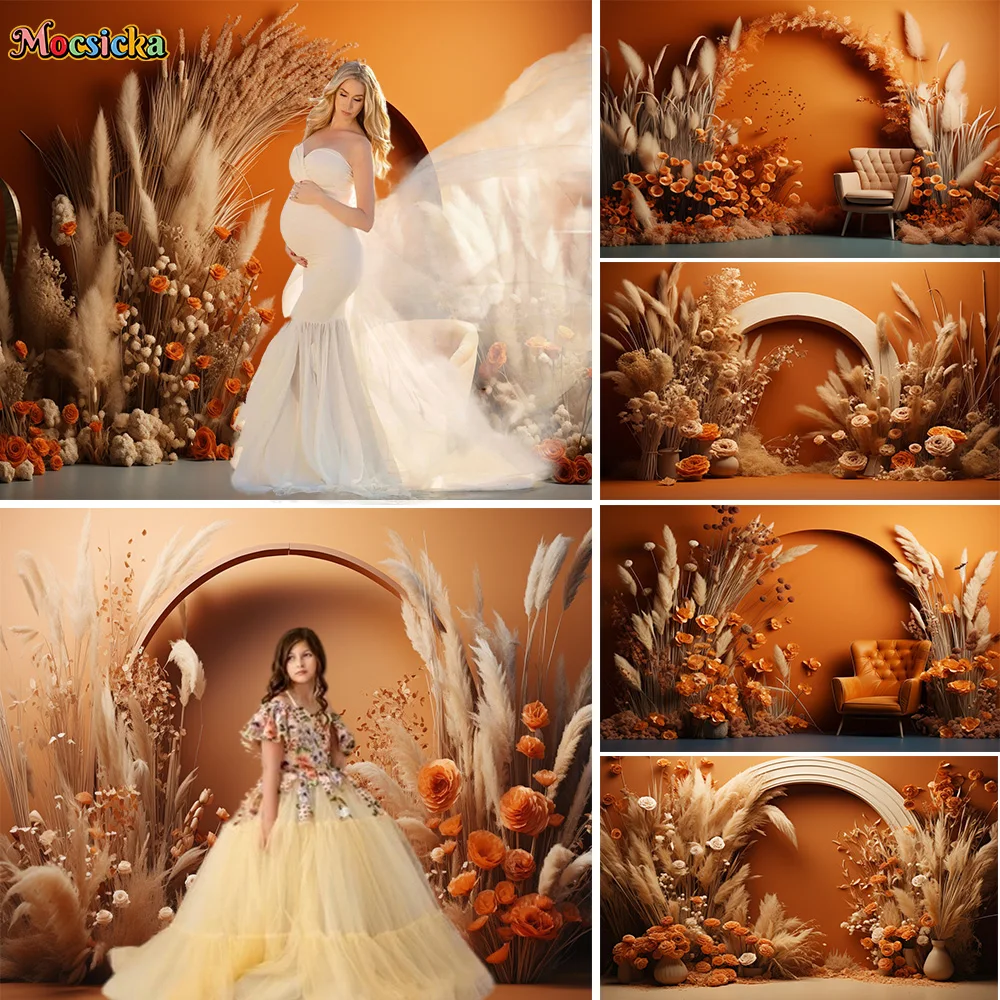 Mocsicka Studio Interior Photography Background Warm Orange Boho Flower Pampas Grass Backdrop Family Kid Portrait Photobooth
Mocsicka Studio Interior Photography Background Warm Orange Boho Flower Pampas Grass Backdrop Family Kid Portrait Photobooth