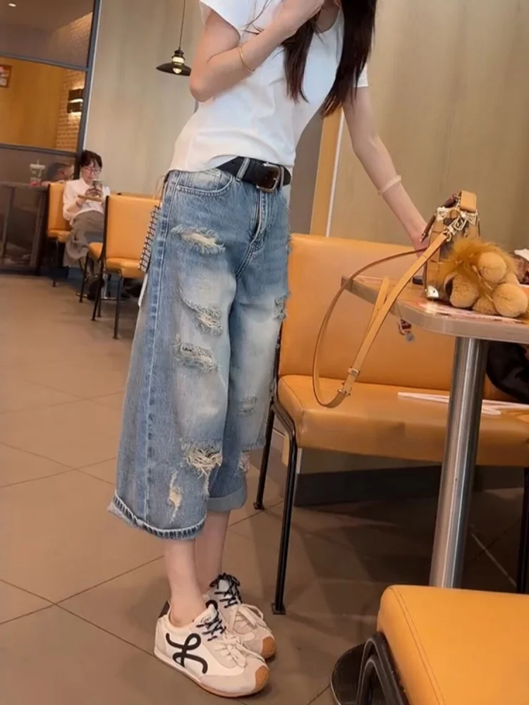 plus Size Ripped Wide Leg Jeans Women's Summer Thin New Loose Straight Cut Trousers High Waist Casual Cotton Denim Jeans
plus Size Ripped Wide Leg Jeans Women's Summer Thin New Loose Straight Cut Trousers High Waist Casual Cotton Denim Jeans