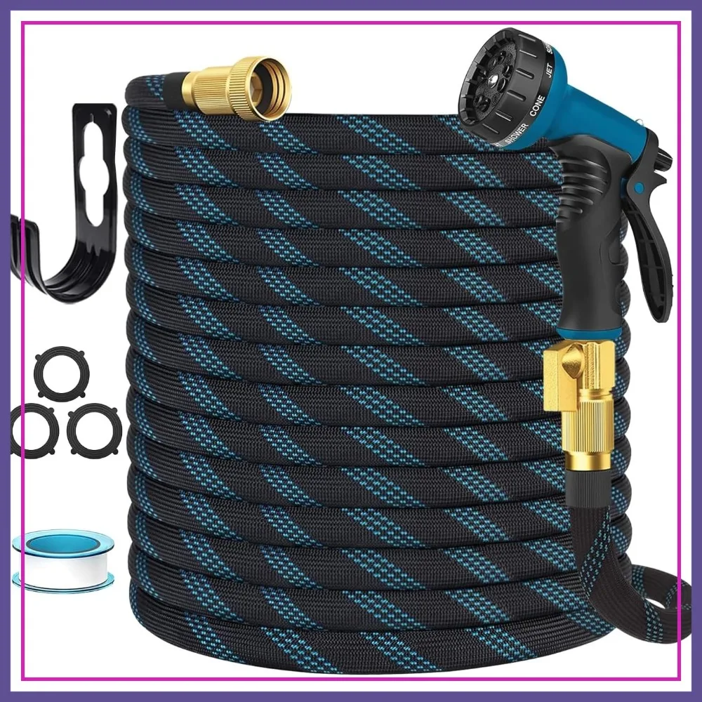 100ft Non-Expandable Garden Hose, Lightweight Flexible Water Hose with 10 Function Nozzle, Leak Proof, Kink-Free, High-Density Fabric, Outdoor Use
100ft Non-Expandable Garden Hose, Lightweight Flexible Water Hose with 10 Function Nozzle, Leak Proof, Kink-Free, High-Density Fabric, Outdoor Use