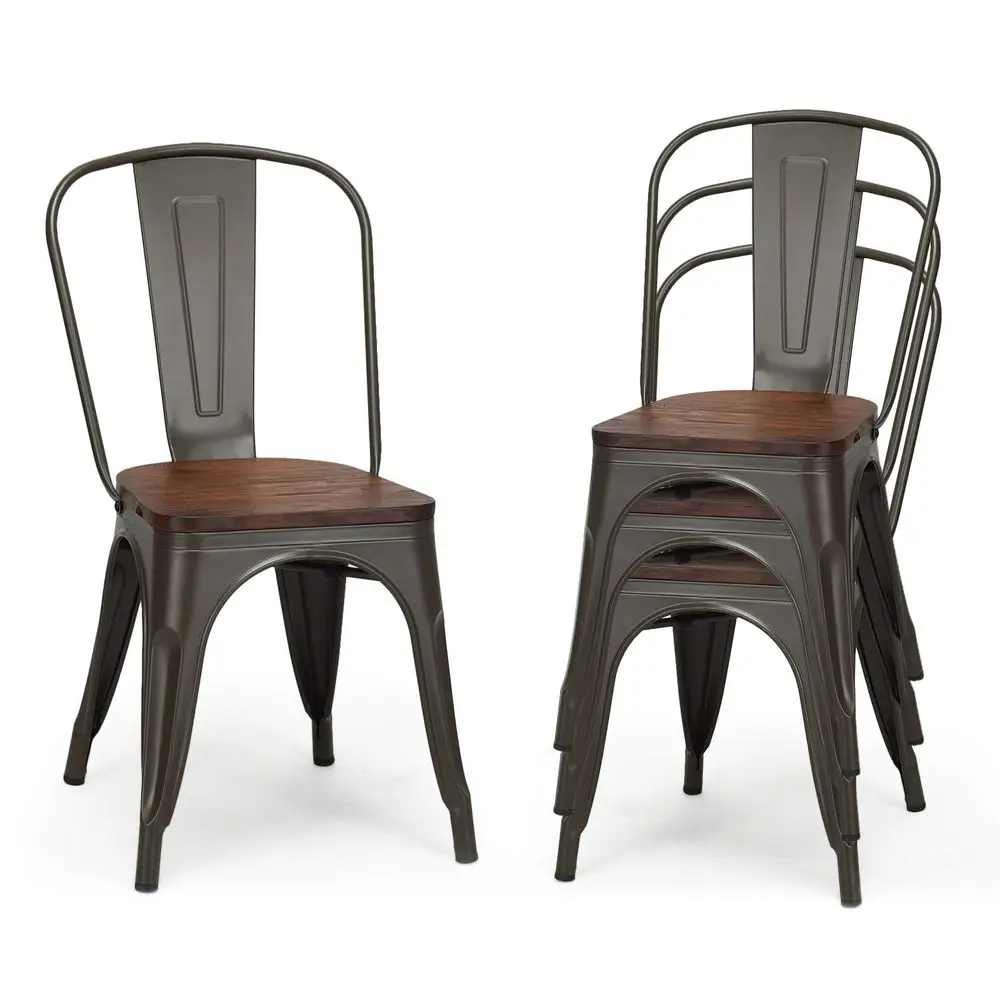 Dining Chairs Set of 4, Indoor Outdoor Metal Kitchen Chairs with Wood Seat amp High Backrest, TolixStyle Stackable Counter Bar
Dining Chairs Set of 4, Indoor Outdoor Metal Kitchen Chairs with Wood Seat amp High Backrest, TolixStyle Stackable Counter Bar