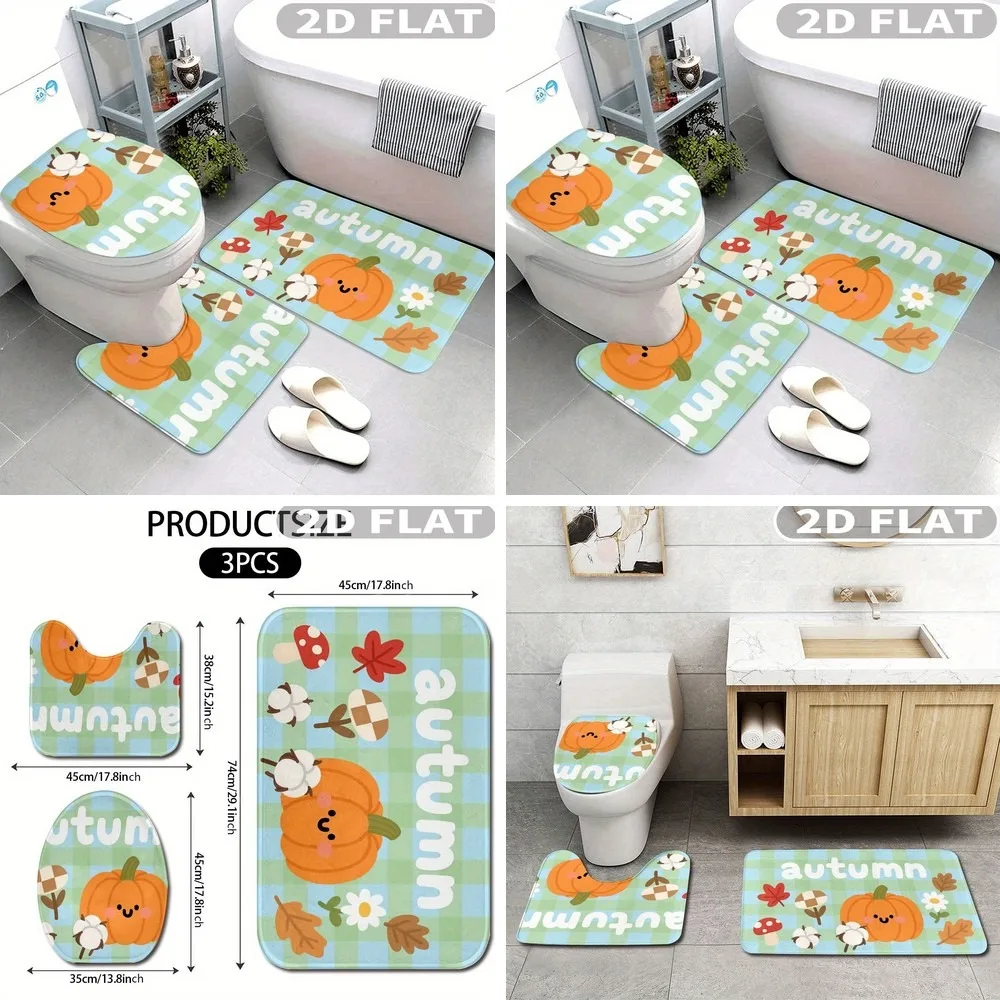 2D Flat 3pcs Bathroom Rug Set Autumn Pumpkin Mushroom Flower Leaf Bath Mats Non-Slip Washable Floor Rug Decor for Kitchen
2D Flat 3pcs Bathroom Rug Set Autumn Pumpkin Mushroom Flower Leaf Bath Mats Non-Slip Washable Floor Rug Decor for Kitchen