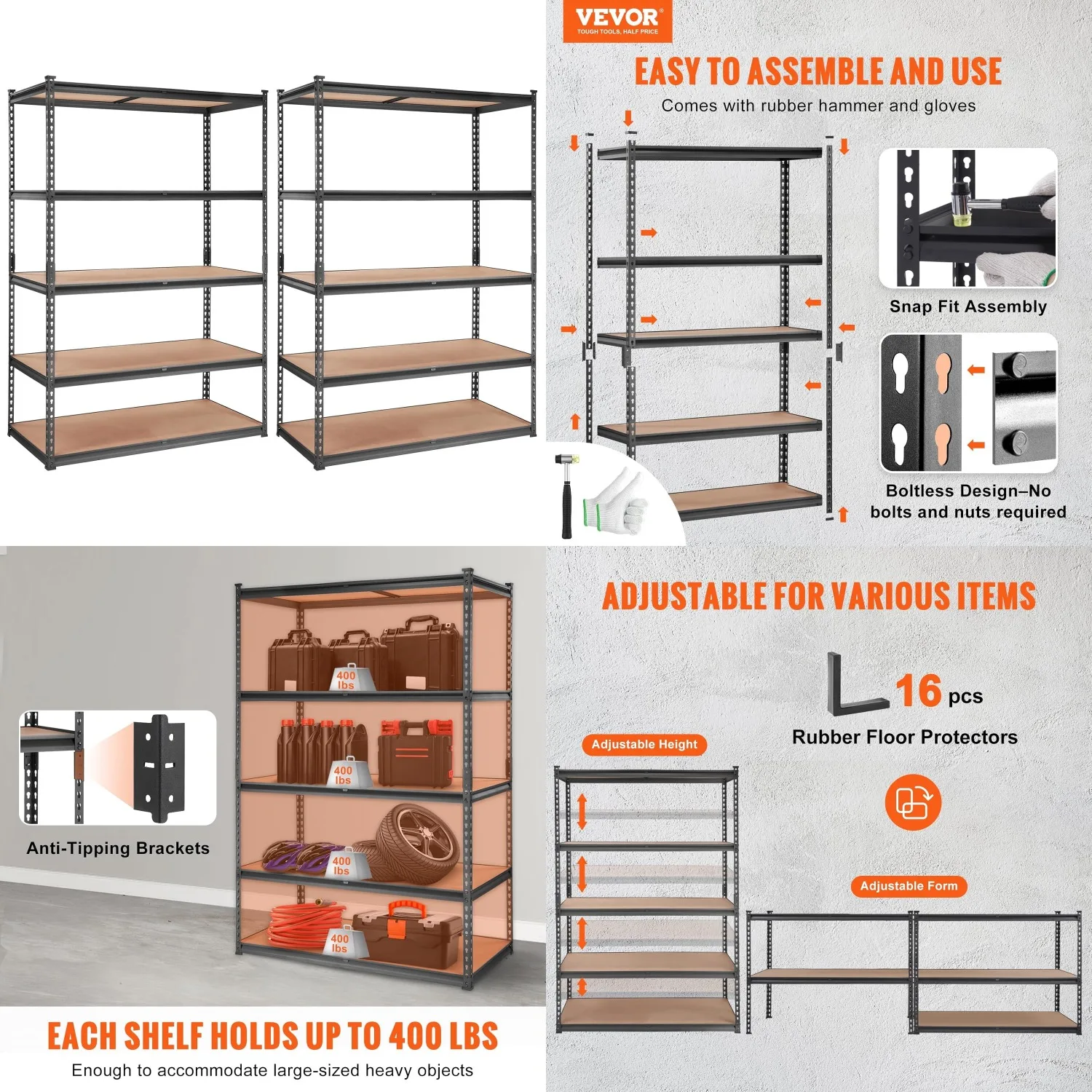 5-Tier Adjustable Metal Shelf 48x24x72in Heavy Duty Garage Kitchen Pantry 2 Pack Customized
5-Tier Adjustable Metal Shelf 48x24x72in Heavy Duty Garage Kitchen Pantry 2 Pack Customized