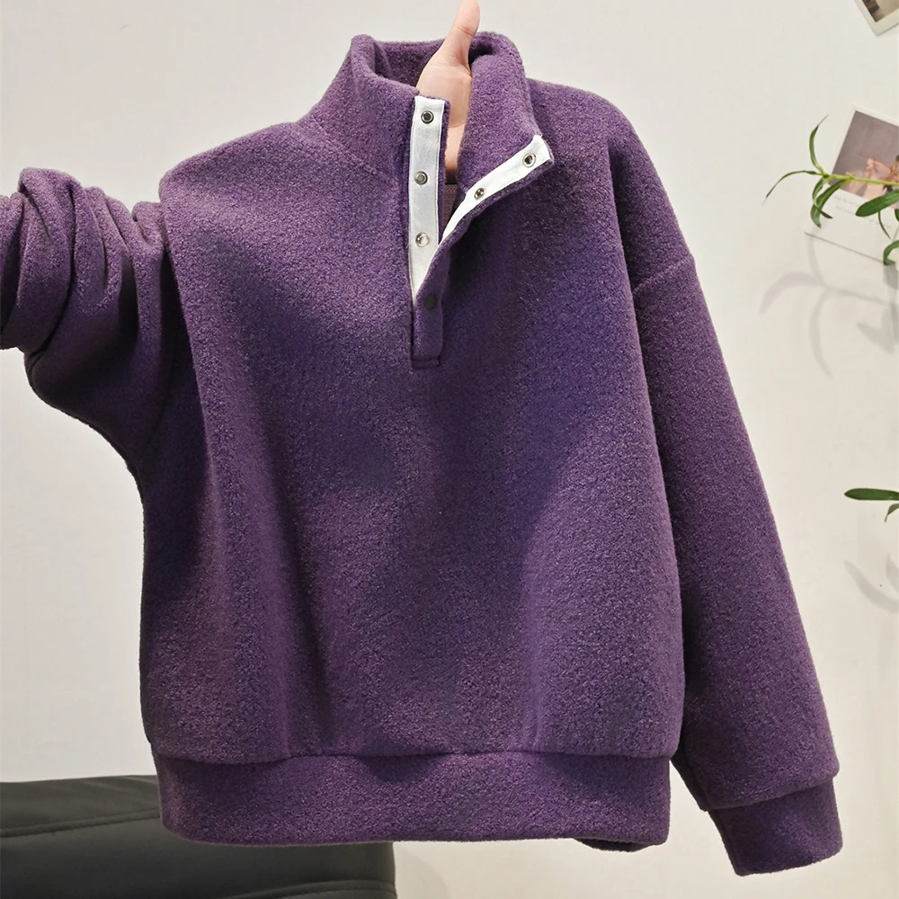 Soft Warm Fleece Sweatshirts for Women Autumn Winter Casual Loose Half-button Pullover Tops Versatile Lady Long Sleeve Hoodies
Soft Warm Fleece Sweatshirts for Women Autumn Winter Casual Loose Half-button Pullover Tops Versatile Lady Long Sleeve Hoodies